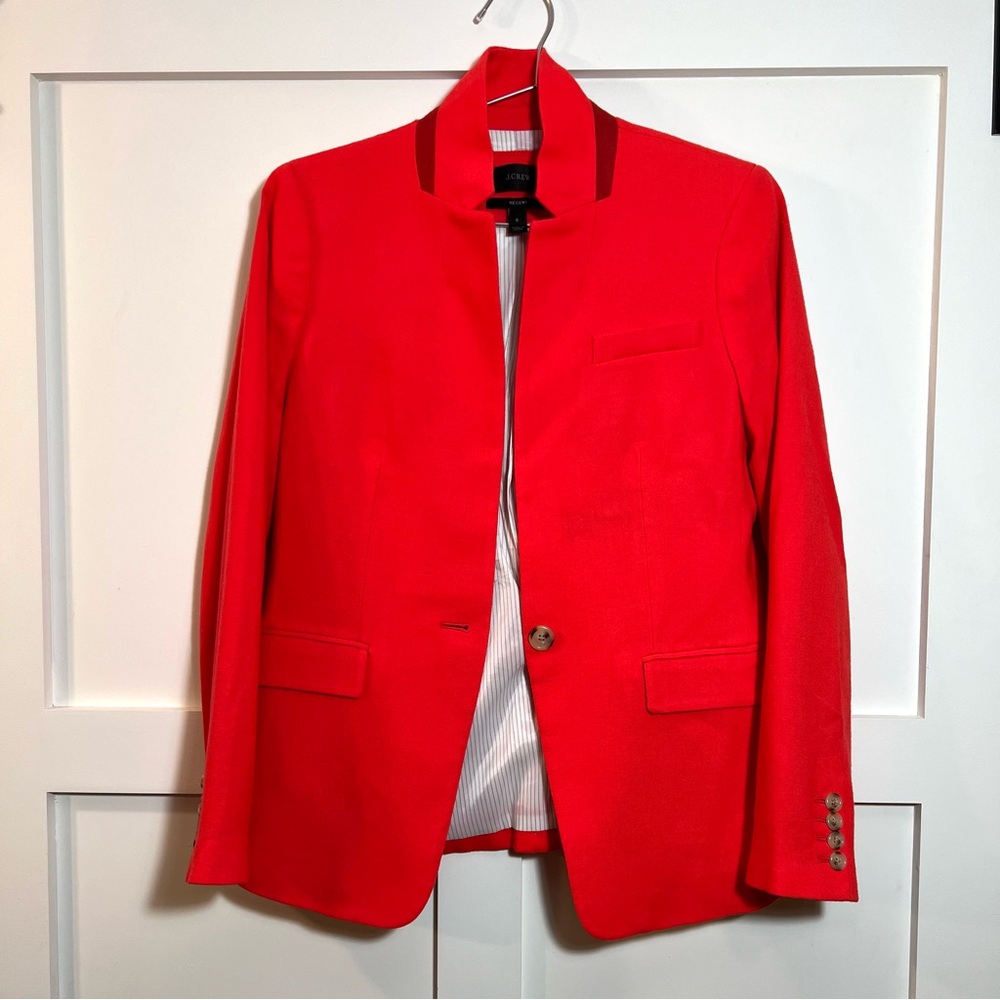 J Crew Vibrant Red/Orange Regent Blazer